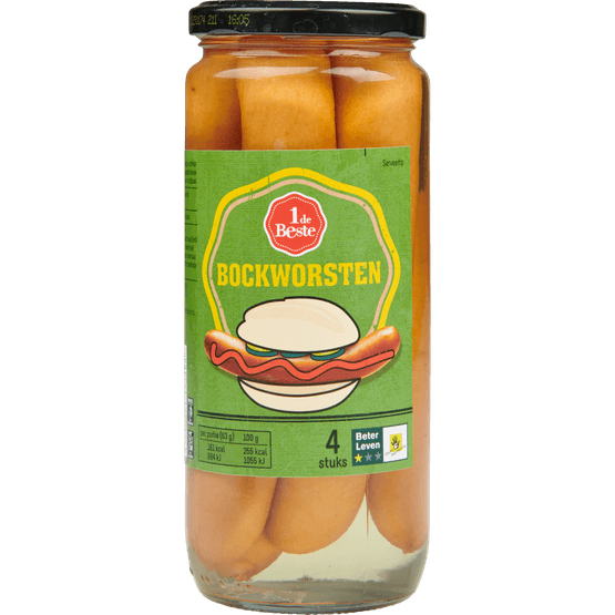 1 de Beste Bockworst in glas 4 stuks - Dirk