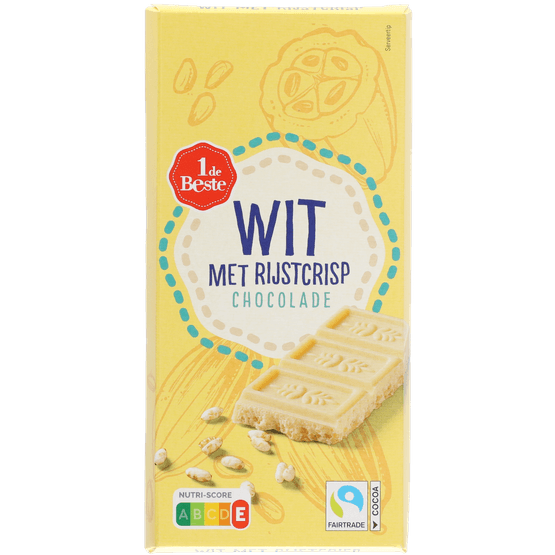 1 de Beste Chocoladereep wit met rijstcrisp - Dirk