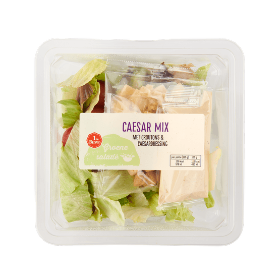 1 de Beste Groene salade caesar mix met crout-dressing - Dirk