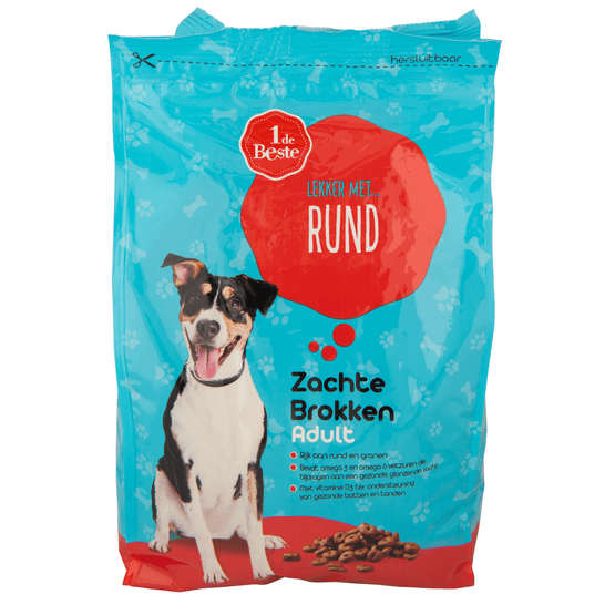 1 de Beste Hondenvoer zachte brokkenmix rund adult - Dirk