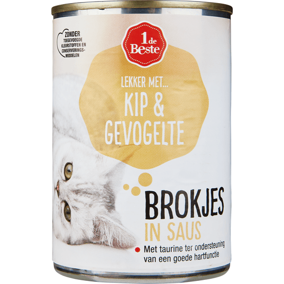 1 de Beste Kattenvoer kip-gevogelte in saus - Dirk