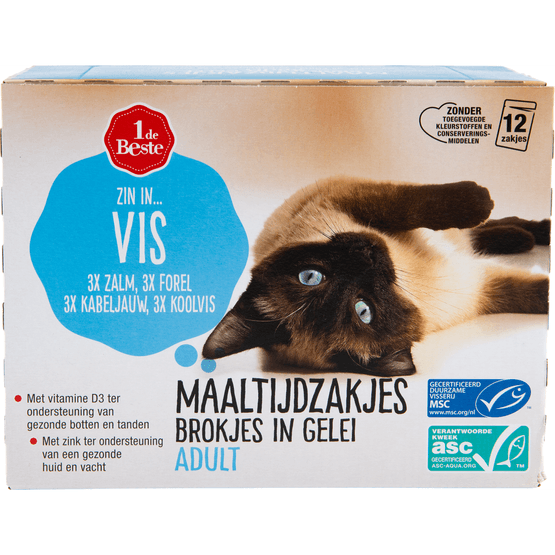 1 de Beste Kattenvoer maaltijdzakjes vis in gelei - Dirk