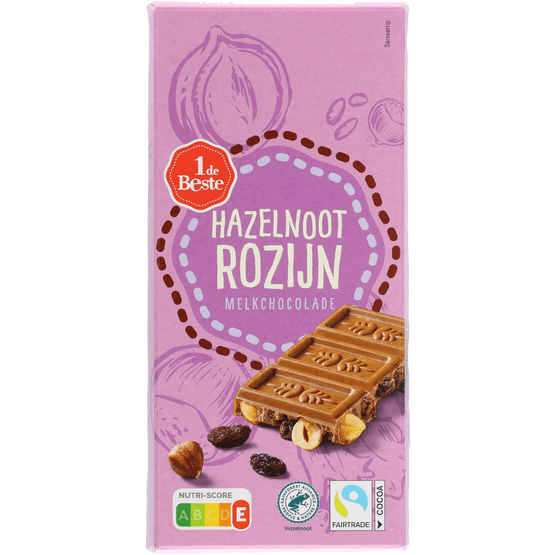 1 de Beste Melkchocolade hazelnoot rozijn - Dirk