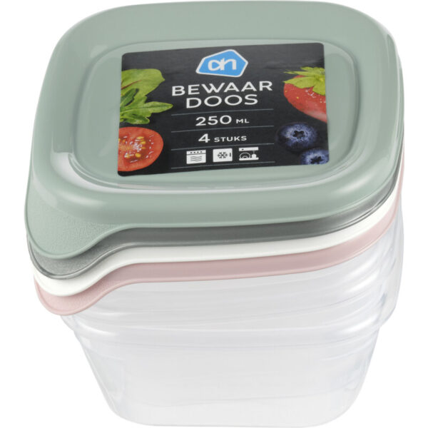AH Bewaardoos 0.25L Vierkant - Set van 4 - Albert Heijn