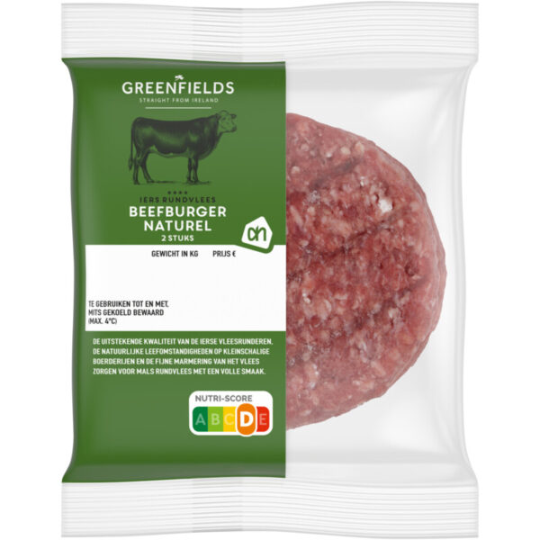 AH Greenfields Beefburger naturel 2 stuks - Albert Heijn