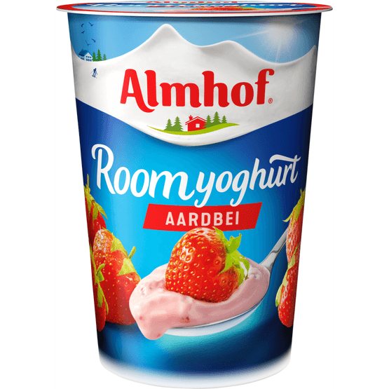 Almhof Roomyoghurt aardbei - Dirk