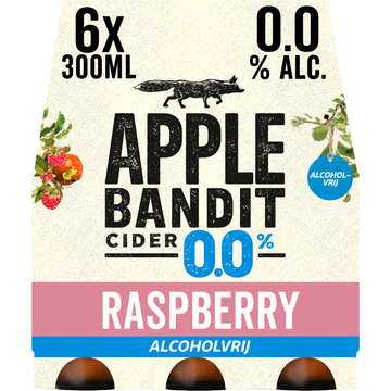Apple Bandit Raspberry 0.0 Cider Fles 6 x 300ml - JUMBO