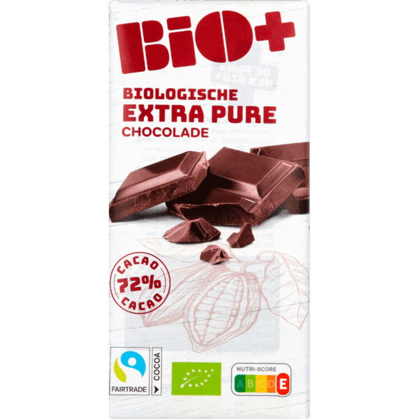 BIO+ Chocoladereep puur 72% cacao fairtrade - PLUS