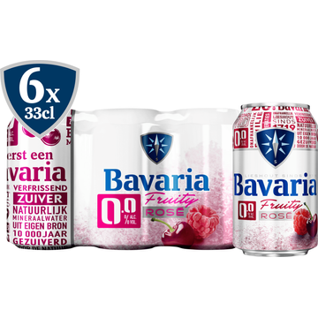 Bavaria - Fruity Rosé - 0.0% Alcoholvrij - Blik - 6 x 330ML - JUMBO