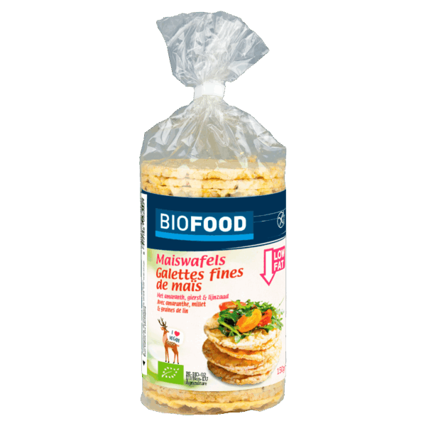 Biofood Maiswafels met lijnzaad bio - PLUS