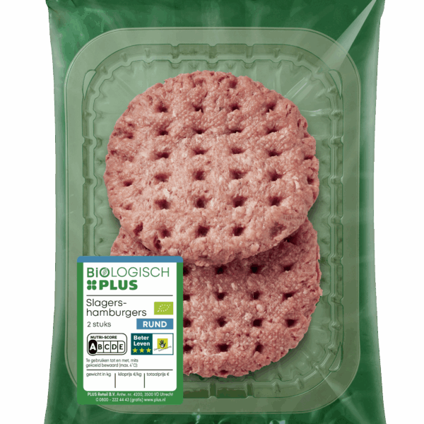 Biologisch PLUS Slagershamburgers 2 stuks - PLUS