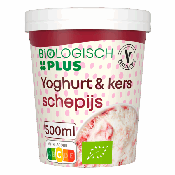 Biologisch PLUS ijs Yoghurt & Kers - PLUS