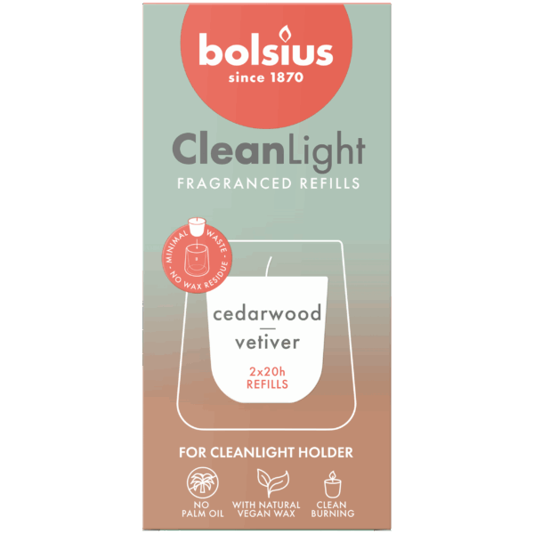 Bolsius Navulling Clean Light Cedarwood - PLUS