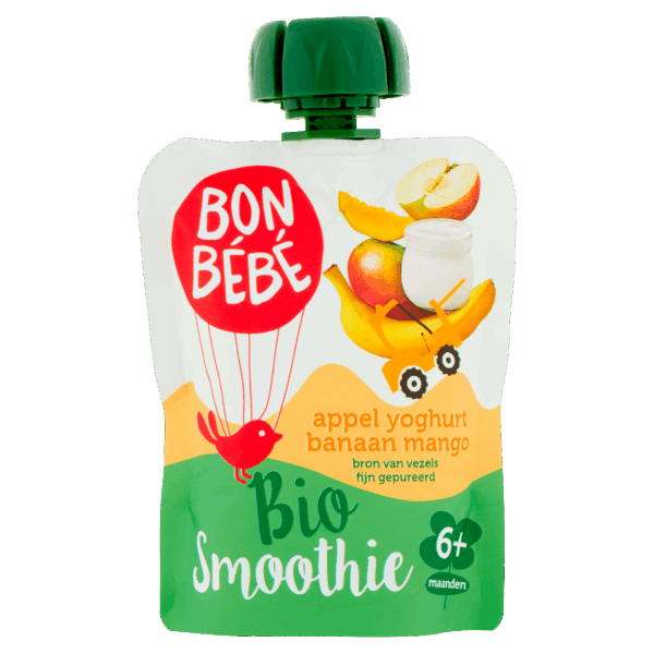 Bonbebe Bio yoghurt appel-ban-mango smoothie - PLUS