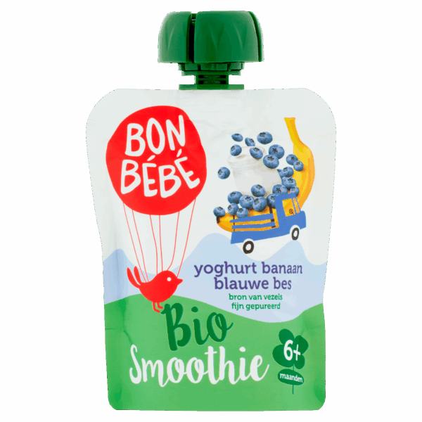 Bonbebe Bio yoghurt banaan-blauwe bes smoothie - PLUS