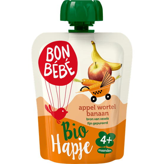 Bonbébé Biohapje 6+ maanden appel-wortel-banaan - Dirk