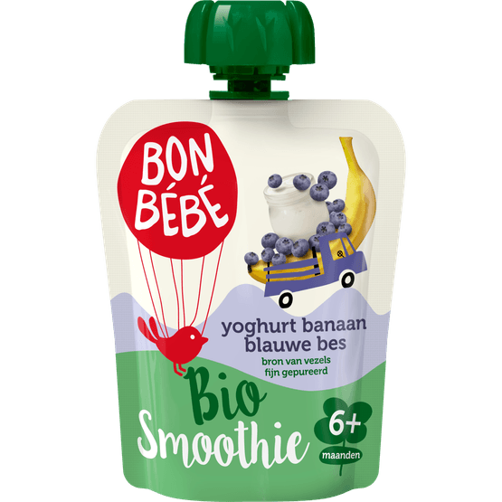 Bonbébé Smoothy bio yoghurt-banaan-blauwe bes - Dirk