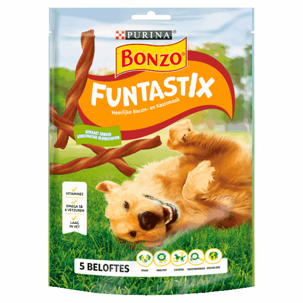 Bonzo Funtastix hondensnacks bacon & kaas - PLUS