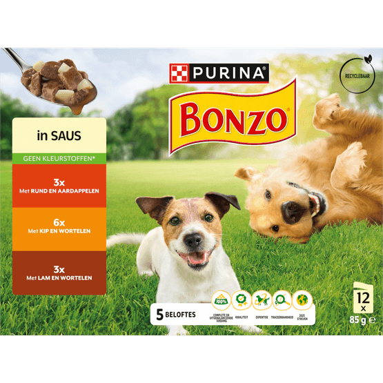 Bonzo Hondenvoer adult saus rund kip lam - Dirk