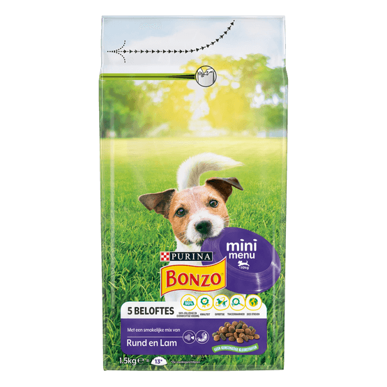 Bonzo Hondenvoer rund en lam mini menu - Dirk