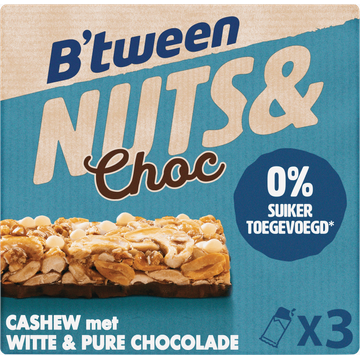 B'tween Nuts & Choc Cashew met Witte en Pure Chocolade - JUMBO