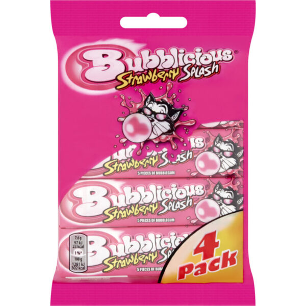 Bubblicious Strawberry Splash Kauwgom 4-pack - Albert Heijn