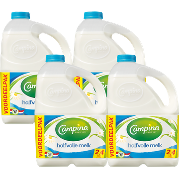 Campina Halfvolle Melk Voordeelpack 4 x 2.4 L - JUMBO