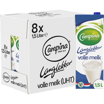 Campina Langlekker Volle Melk 8 x 1