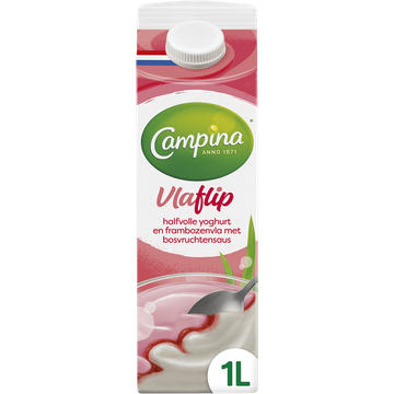 Campina Vlaflip Halfvolle Yoghurt en Frambozenvla met Bosvruchtensaus - JUMBO