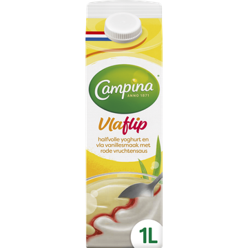 Campina Vlaflip Halfvolle Yoghurt en Vla Vanillesmaak met Rode Vruchtensaus - JUMBO