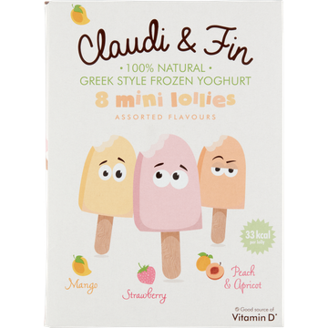 Claudi & Fin Mini Lollies Assorted Flavours Mango Strawberry Peach & Apricot - JUMBO