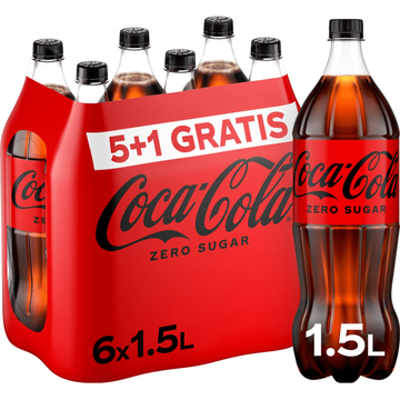Coca-Cola Zero Sugar 5+1 Gratis - Fles 6 x 1