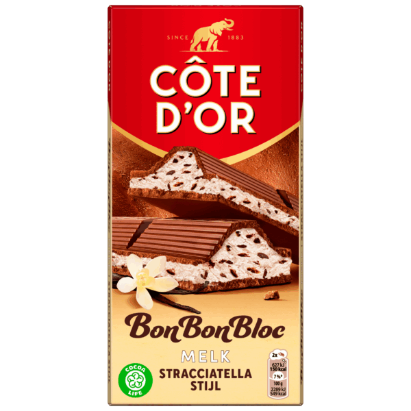 Côte d'Or Bonbonbloc vanille met cacaostukjes - PLUS