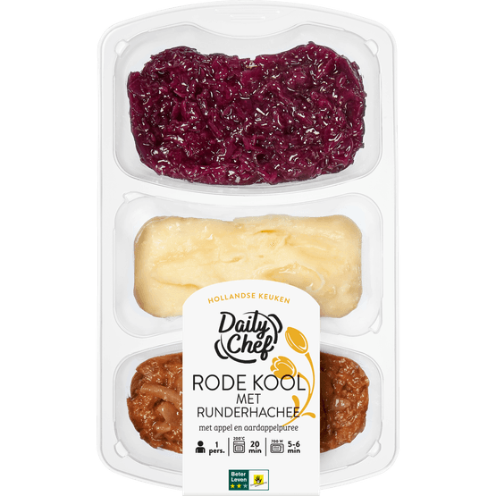 Daily Chef Rode kool met runderhachee appel en aardappelpuree - Dirk