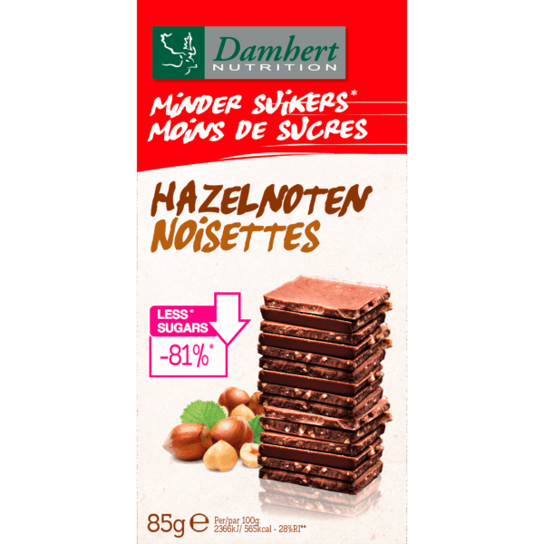 Damhert Chocoladereep Noten - Minder Suikers - PLUS