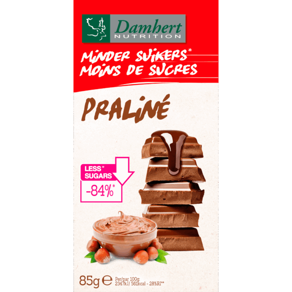 Damhert Chocoladereep Praliné Minder Suikers - PLUS