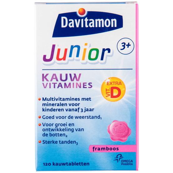 Davitamon Kauwvitamine framboos junior 3-12 jaar - Dirk