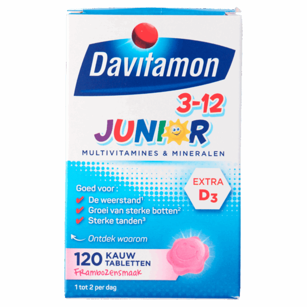 Davitamon Vitamine Junior kauwtablet framboos - PLUS