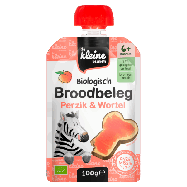 De Kleine Keuken Bio broodbeleg perzik wortel 6+ - PLUS