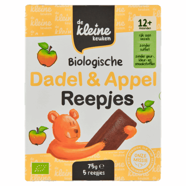 De Kleine Keuken Bio dadel & appel reepjes 12+ - PLUS