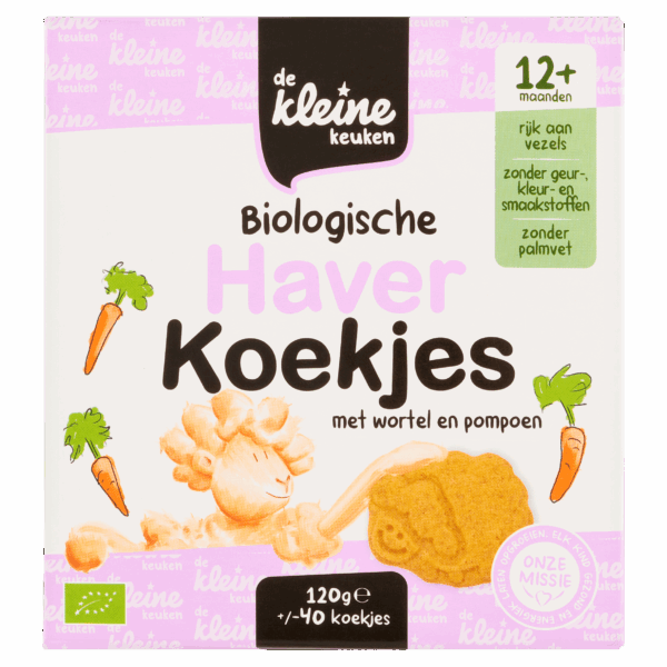 De Kleine Keuken Bio haverkoekjes wortel 12+ - PLUS
