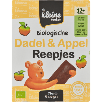 De Kleine Keuken Biologische Dadel & Appel Reepjes 12+ Maanden - JUMBO