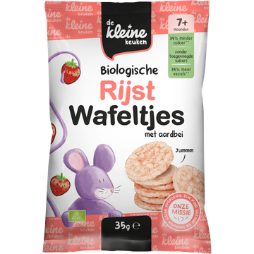 De Kleine Keuken Biologische Rijst Wafeltjes met Aardbei 7+ Maanden - JUMBO