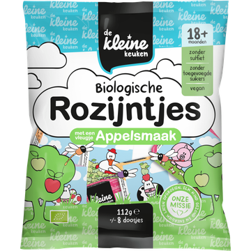 De Kleine Keuken Biologische Rozijntjes met een Vleugje Appelsmaak 18+ Maanden - JUMBO