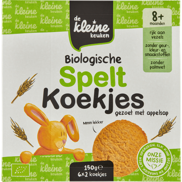 De Kleine Keuken Biologische Speltkoekjes Gezoet met Appelsap 8+ Maanden - JUMBO
