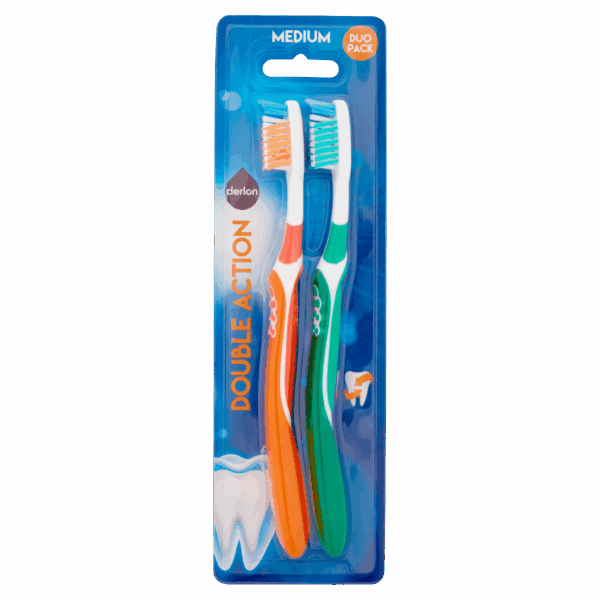 Derlon Tandenborstel Medium Duo Pack - PLUS