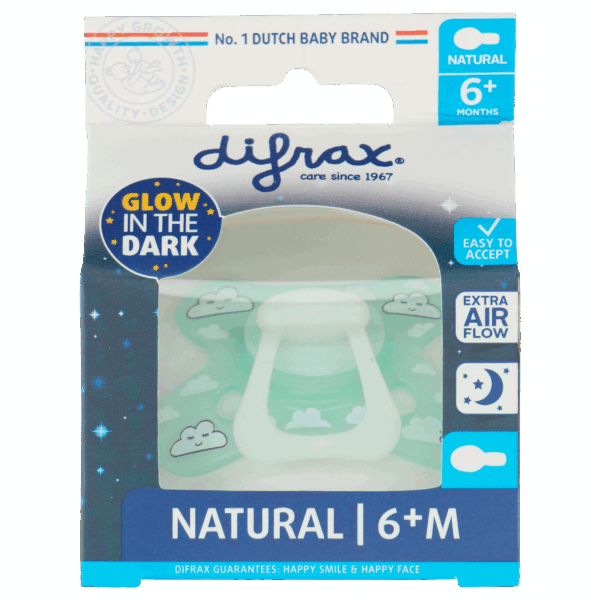Difrax Fopspeen Natural 6+ maanden Nacht - PLUS