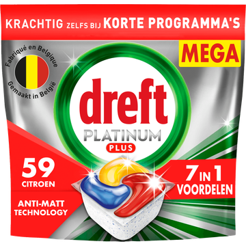 Dreft Platinum Plus All In One Vaatwastabletten Anti-dofheidstechnologie 59 Stuks - JUMBO