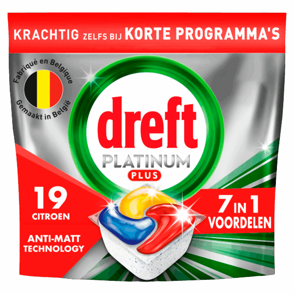 Dreft Platinum Plus Vaatwascaps Lemon - 19 Stuks - PLUS