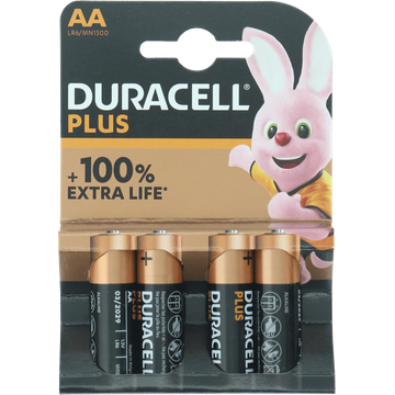 Duracell Alkaline Plus AA 4 Stuks - JUMBO